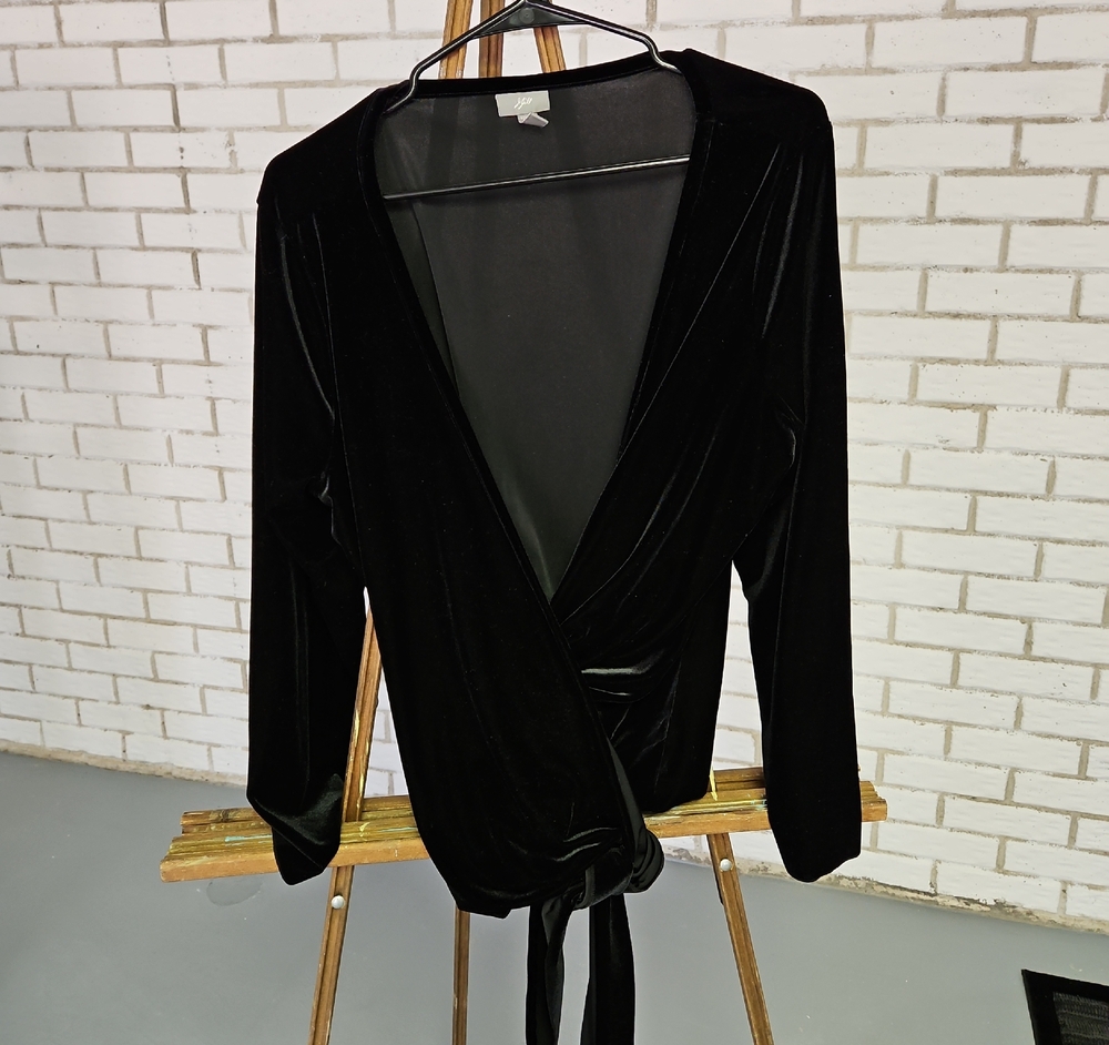 J. Jill Black Velvet Top with V-Neck